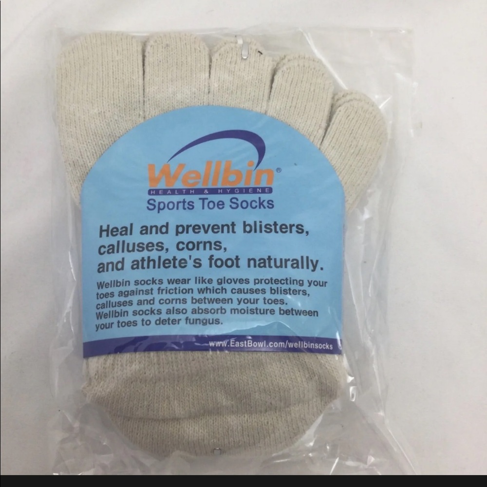 Wellbin Sports Toe Socks 3 Pair Pack Undyed Silk Noil Blend New Small
